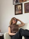 Premium Dik Yaka Pamuklu Tişört Kahve