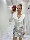 Premium Kalite Pul Payet Mini Etek Gri