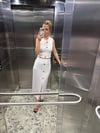 Premium Ottoman Kumaş Tokalı Büstiyer Bluz Beyaz