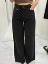 Premium Taşlı Yüksek bel Wide Leg Bol Paça Jean Pantolon