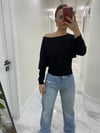 Siyah Marka Model Yarasa Kol Basic Bluz