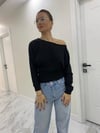 Siyah Marka Model Yarasa Kol Basic Bluz