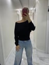 Siyah Marka Model Yarasa Kol Basic Bluz