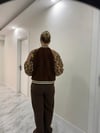 Teddy Kumaş Kolları Desenli Kolej Bomber Kahve Ceket