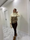 Teddy Kumaş Leo Desenli Cepli Beli Lastikli Sweatshirt