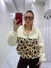 Teddy Kumaş Leo Desenli Cepli Beli Lastikli Sweatshirt