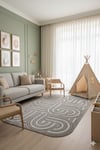 AmorfGeometrik Desenli Özel Kesimli Modern Halı – Gri Tonlar