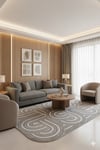 AmorfGeometrik Desenli Özel Kesimli Modern Halı – Gri Tonlar