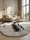 Luxora SerisiModern Krem Gri Salon Halısı Dalgalı Desen Luxora LX004