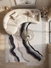 Luxora SerisiModern Krem Gri Salon Halısı Dalgalı Desen Luxora LX004