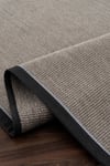 Mutfak HalısıBej Jüt Siyah ve Mavi Bördürlü Dokuma Tabanlı Sisal Halı | Modern Dekoratif Halı