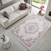 Salon HalısıTwist Krem Halı Oval Desenli Kenarları Çiçekli Pamuk Tabanlı