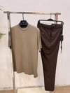 Bağcıklı Kumaş Jogger Pantolon-Kahve