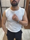Düğmeli Pamuklu Atlet-Beyaz