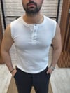 Düğmeli Pamuklu Atlet-Beyaz