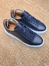 Erkek %100 Deri Sneaker Ayakkabı-Lacivert