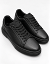 Erkek %100 Deri Sneaker Ayakkabı-Siyah