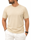 Erkek Basic Rayon Kumaş Tişört-Bej