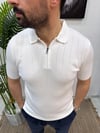 Fermuarlı Triko Tshirt Beyaz