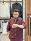 Ham keten gömlek-Bordo
