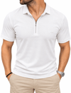 İtalyan Yaka Fermuarlı Tshirt-Beyaz