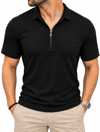 İtalyan Yaka Fermuarlı Tshirt-Siyah