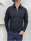 Premium Polo Yaka Sweatshirt -Siyah