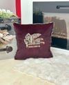 Etro Model Bordo Kadife Çok Renkli Kırlent