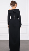 Haute Couture Tarzı İşlemeli Siyah Beyaz Uzun Abiye Elbise