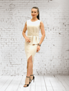 HELİN Kemerli Peplum Detaylı Yırtmaçlı Midi Boy Davet Elbisesi