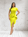HELİN Peplum Detaylı Yırtmaçlı Midi Boy Tasarım Elbise