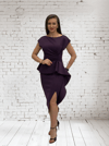 HELİN Peplum Detaylı Yırtmaçlı Midi Boy Tasarım Elbise