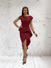 HELİN Peplum Detaylı Yırtmaçlı Midi Boy Tasarım Elbise