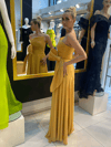 HELİN Vizon Tek Omuz Drape Detaylı Şifon Uzun Gece Elbisesi