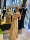 HELİN Vizon Tek Omuz Drape Detaylı Şifon Uzun Gece Elbisesi