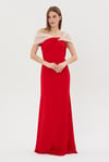 Özel Davet Siyah Beyaz Off Shoulder Maxi Elbise