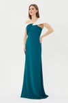 Özel Davet Siyah Beyaz Off Shoulder Maxi Elbise