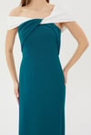 Özel Davet Siyah Beyaz Off Shoulder Maxi Elbise