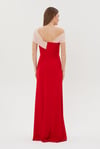 Özel Davet Siyah Beyaz Off Shoulder Maxi Elbise