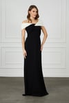 Özel Davet Siyah Beyaz Off Shoulder Maxi Elbise