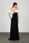 Özel Davet Siyah Beyaz Off Shoulder Maxi Elbise