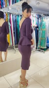 Peplum Detaylı Tek Omuz Yırtmaçlı Midi Elbise (Balon Kol)