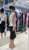Puantiyeli Asimetrik Peplum Midi Elbise
