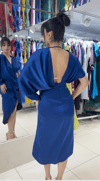 Scuba kumaş  Drape Detaylı Midi Elbise