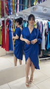 Scuba kumaş  Drape Detaylı Midi Elbise