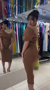 Tek Omuz Büzgülü  Midi Elbise Kemerli