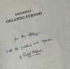 Editöründen İmzalı ve İthaflı, Ariosto's Orlando Furioso