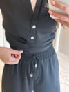 BELİ LASTİKLİ İPEK ŞİFON PANTOLON - SİYAH