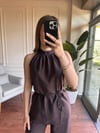 HALTER YAKA TENSEL TAKIM - KAHVERENGİ