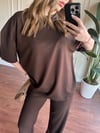 OVERSİZE KESİM ÖRME MODAL TAKIM - KAHVERENGİ